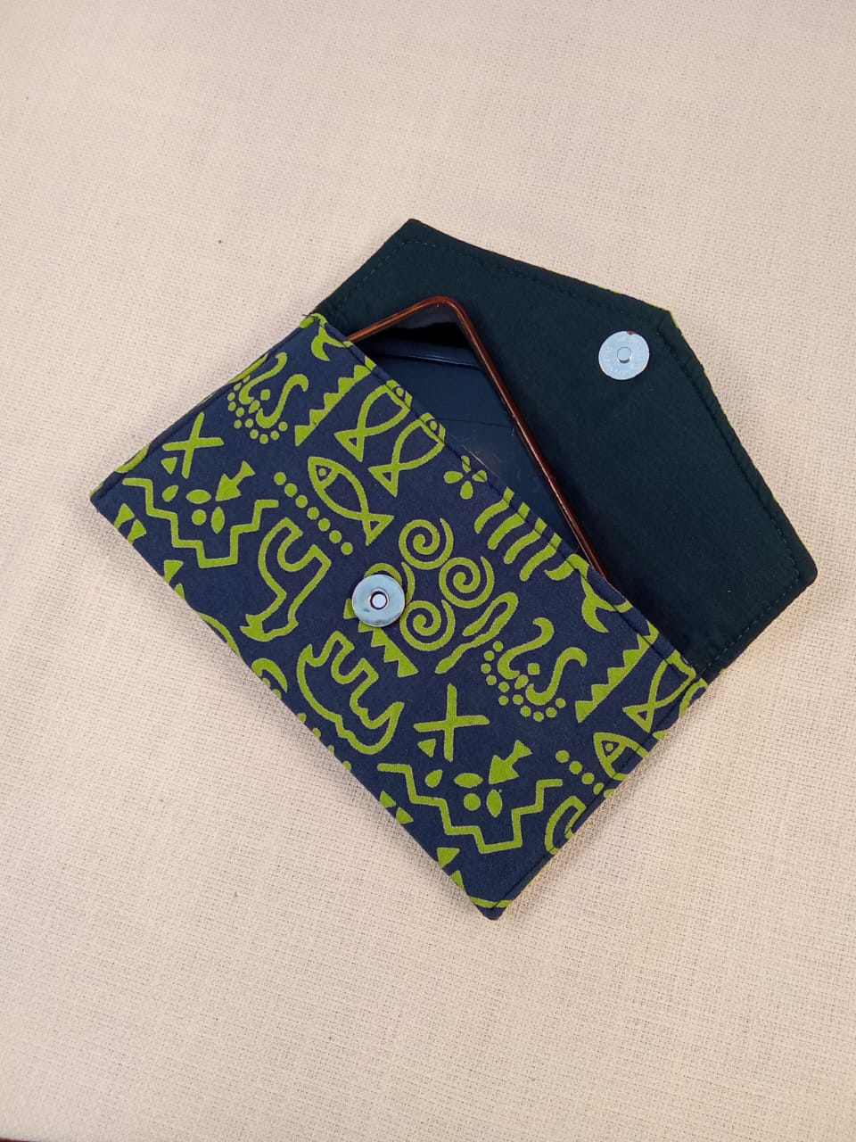 Warli Green Cotton Clutch