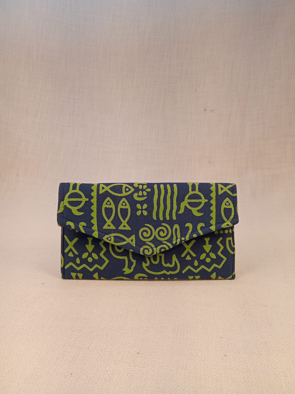Warli Green Cotton Clutch