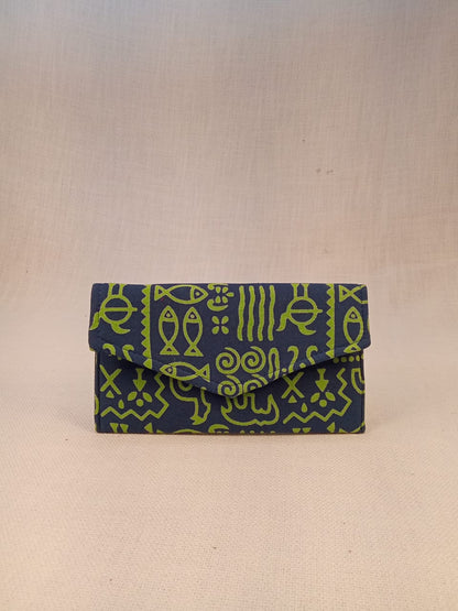 Warli Green Cotton Clutch