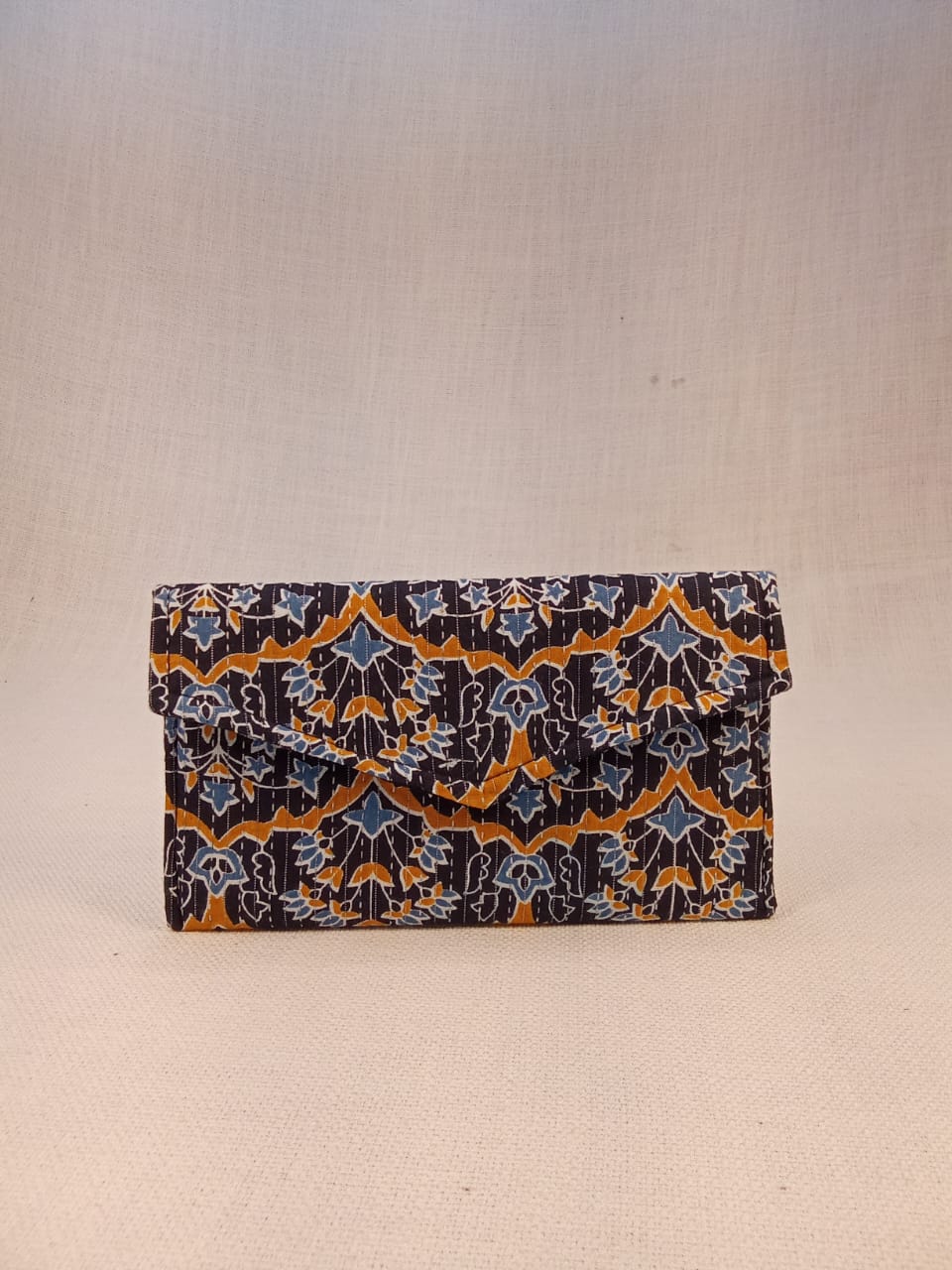 Floral Block Print Cotton Clutch