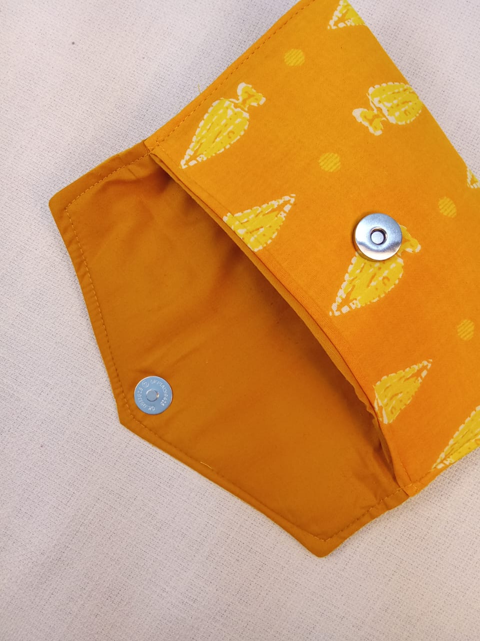 Mustard Block Print Cotton Clutch
