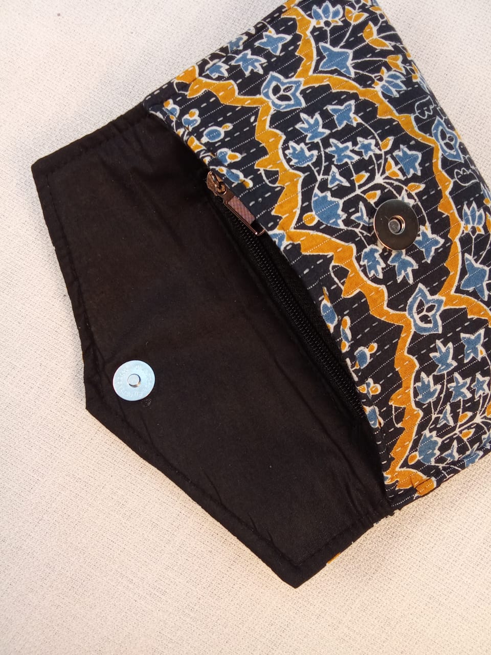 Floral Block Print Cotton Clutch