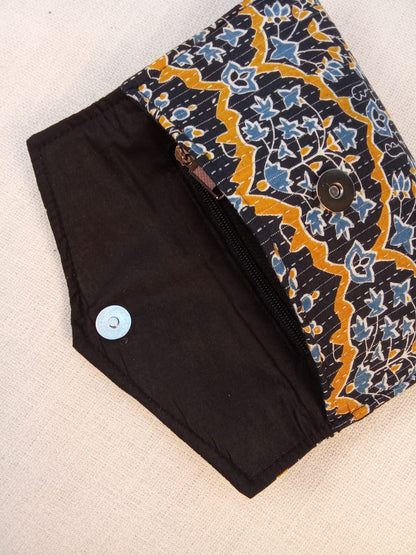 Floral Block Print Cotton Clutch