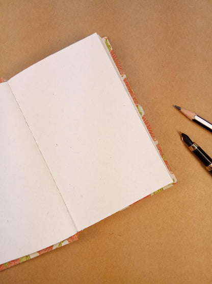 Floral Print Cream Handmade Diary