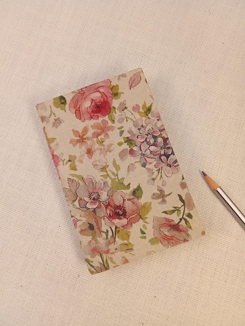 Floral Print Cream Handmade Diary