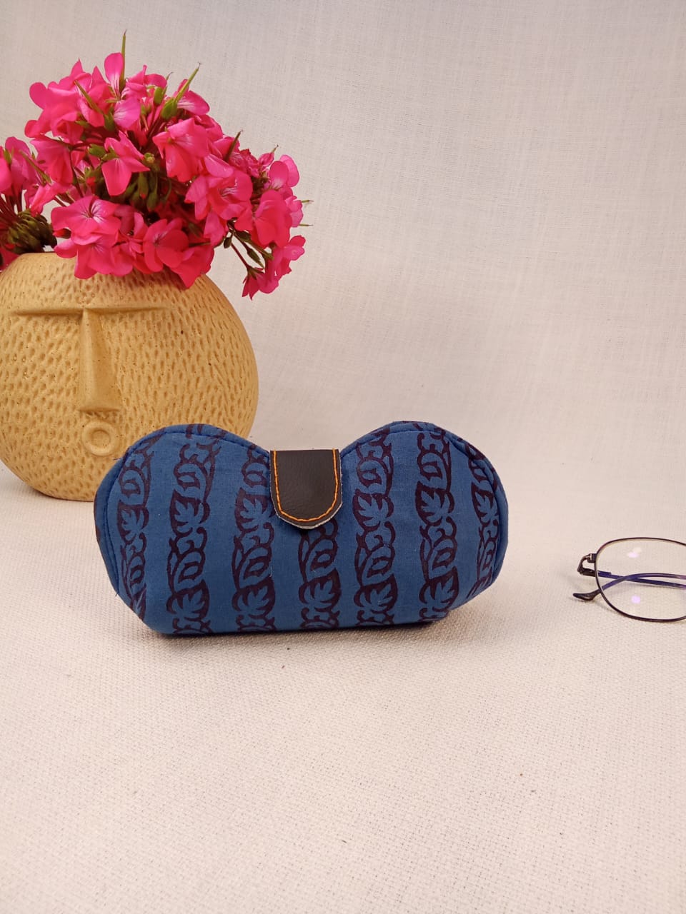Indigo Vine Print Handmade Sunglass Case