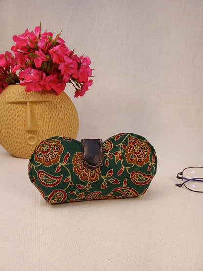Kalamkari Green Print Handmade Sunglass Case