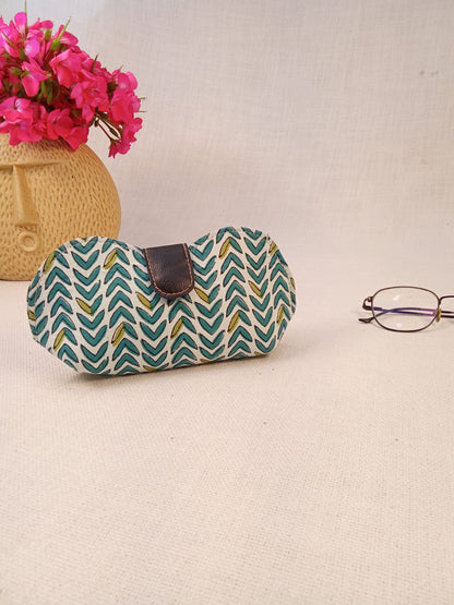 Green Chevron Print Handmade Sunglass Case