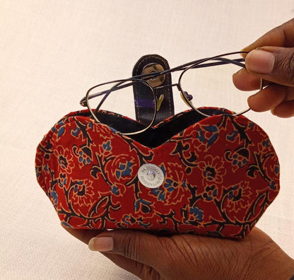 Set of Red Printed Diary, Red Floral Eyewear Case, Red Bandhani Clutch & Patchwork Coin Pouch - Work & Wonder