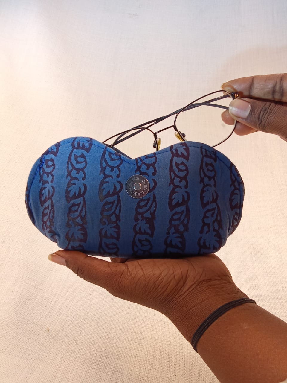 Indigo Vine Print Handmade Sunglass Case