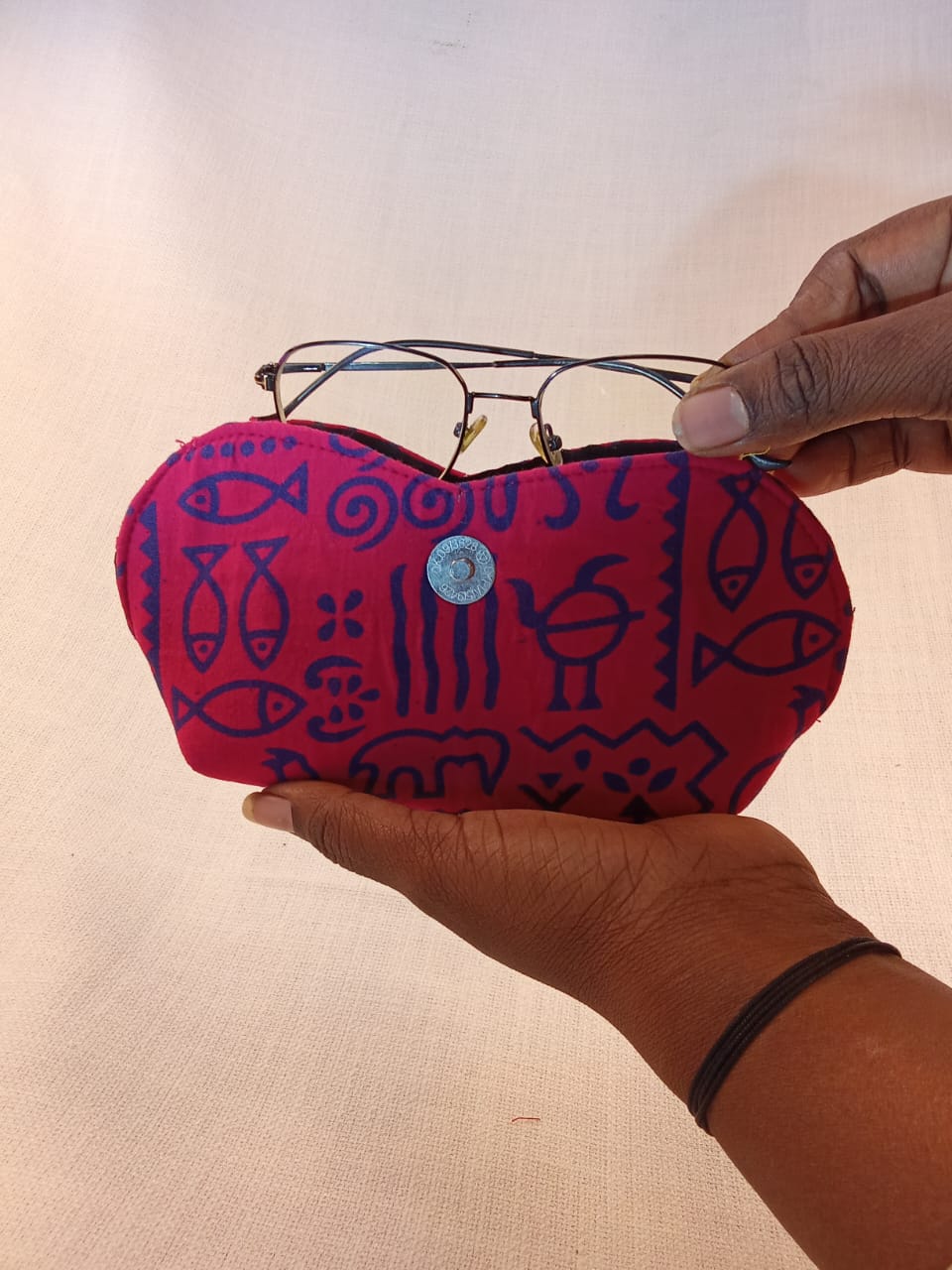 Warli Print Red Handmade Sunglass Case