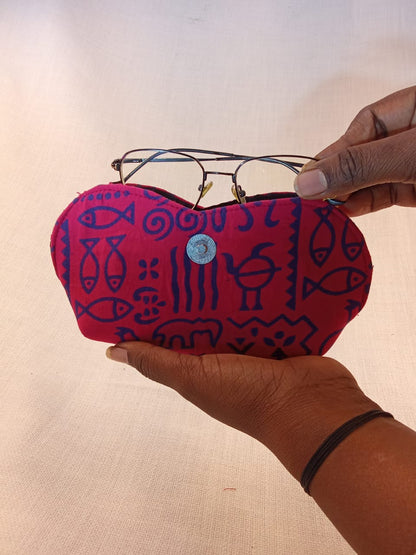 Warli Print Red Handmade Sunglass Case