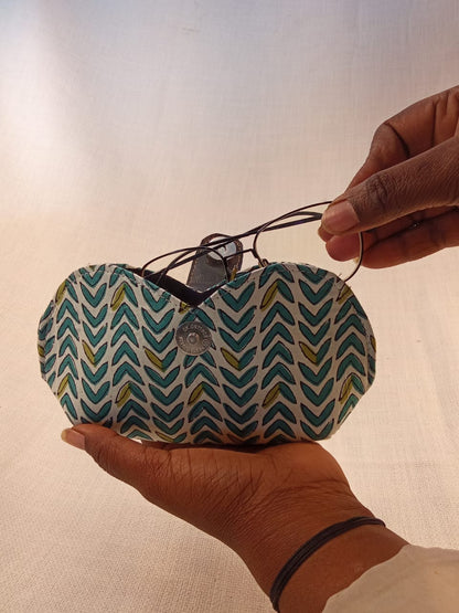 Green Chevron Print Handmade Sunglass Case