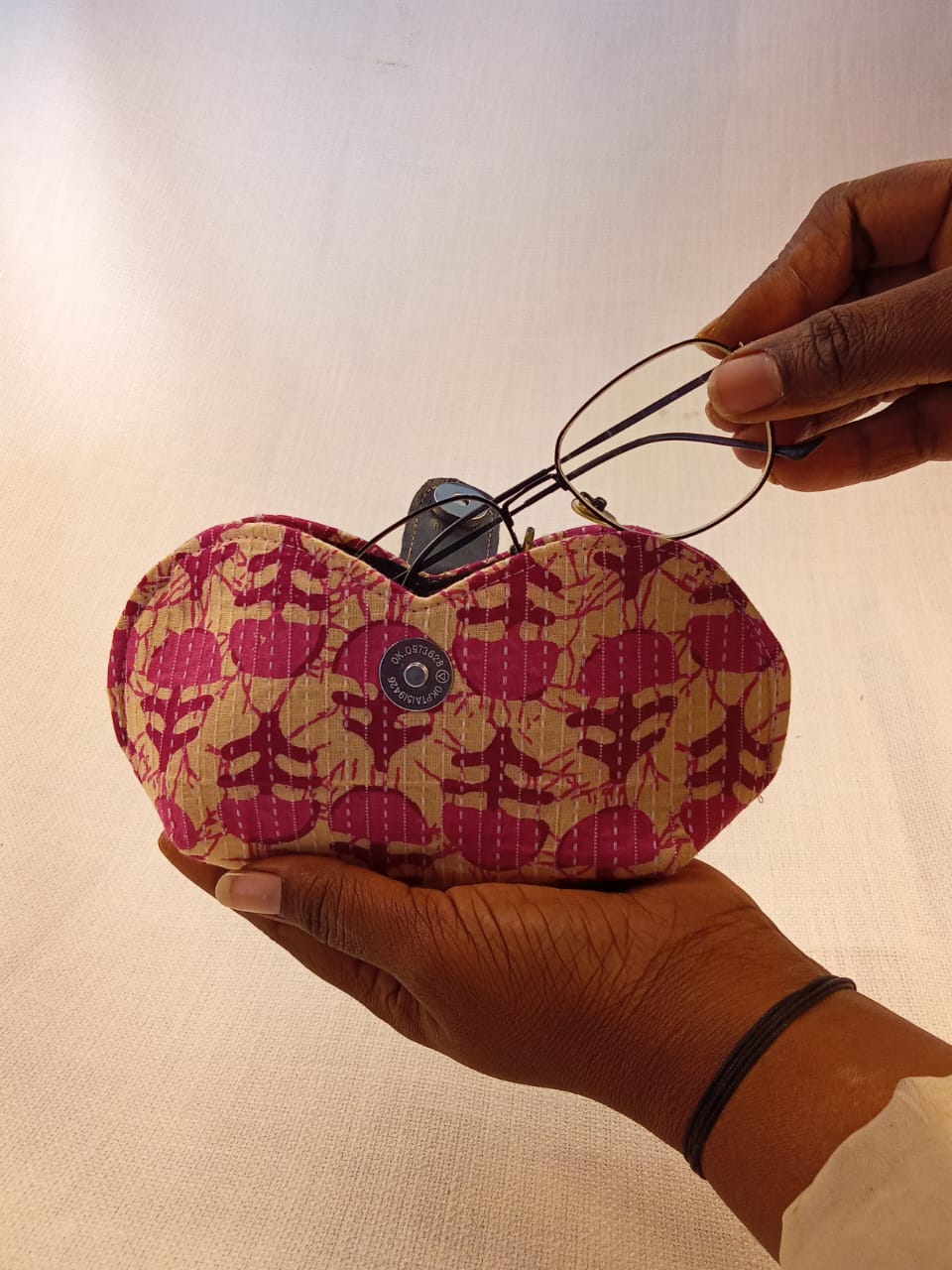 Kantha Print Fuchsia Pink Handmade Sunglass Case