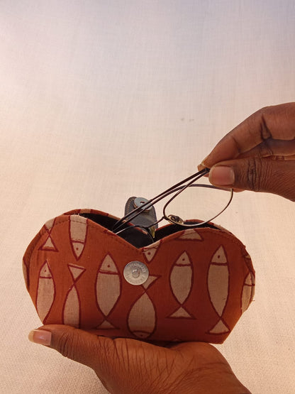 Geometric Print Orange Handmade Sunglass Case