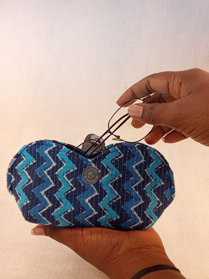 Blue Kantha Print Handmade Sunglass Case