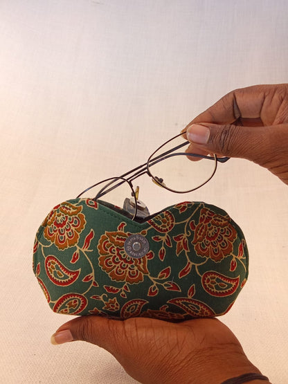 Kalamkari Green Print Handmade Sunglass Case