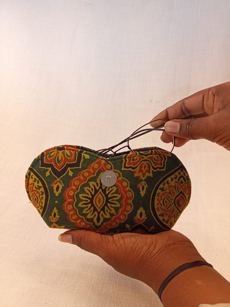 Kalamkari Print Olive Green Handmade Sunglass Case