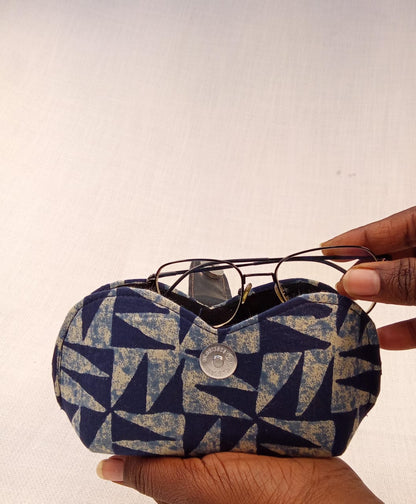 Indigo Geometric Print Handmade Sunglass Case