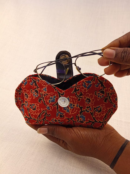 Kalamkari Print Red Handmade Sunglass Case
