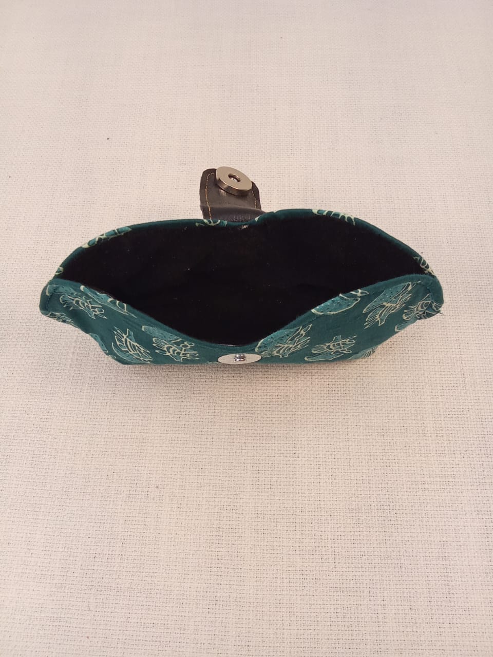 Green Hand Block Print Handmade Sunglass Case