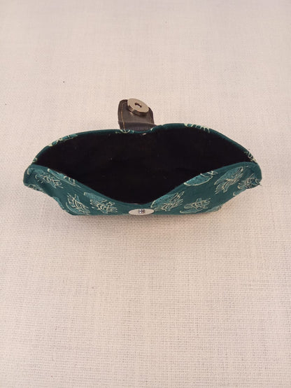 Green Hand Block Print Handmade Sunglass Case
