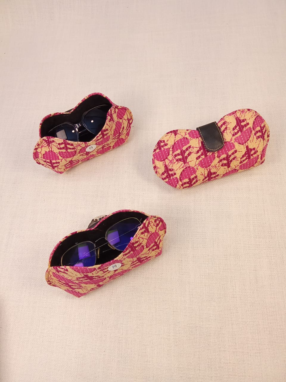 Kantha Print Fuchsia Pink Handmade Sunglass Case