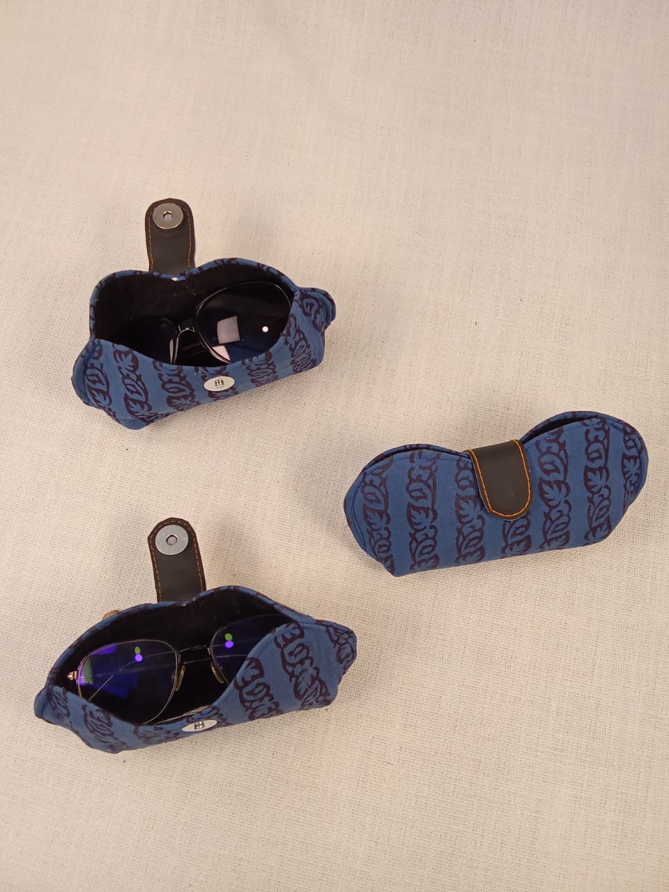 Indigo Vine Print Handmade Sunglass Case