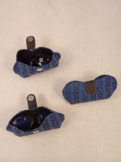 Indigo Vine Print Handmade Sunglass Case