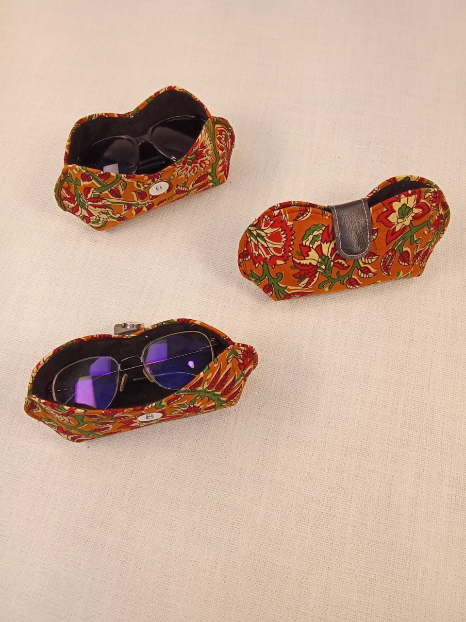 Kalamkari Print Orange Handmade Sunglass Case