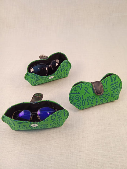 Warli Print Green Handmade Sunglass Case