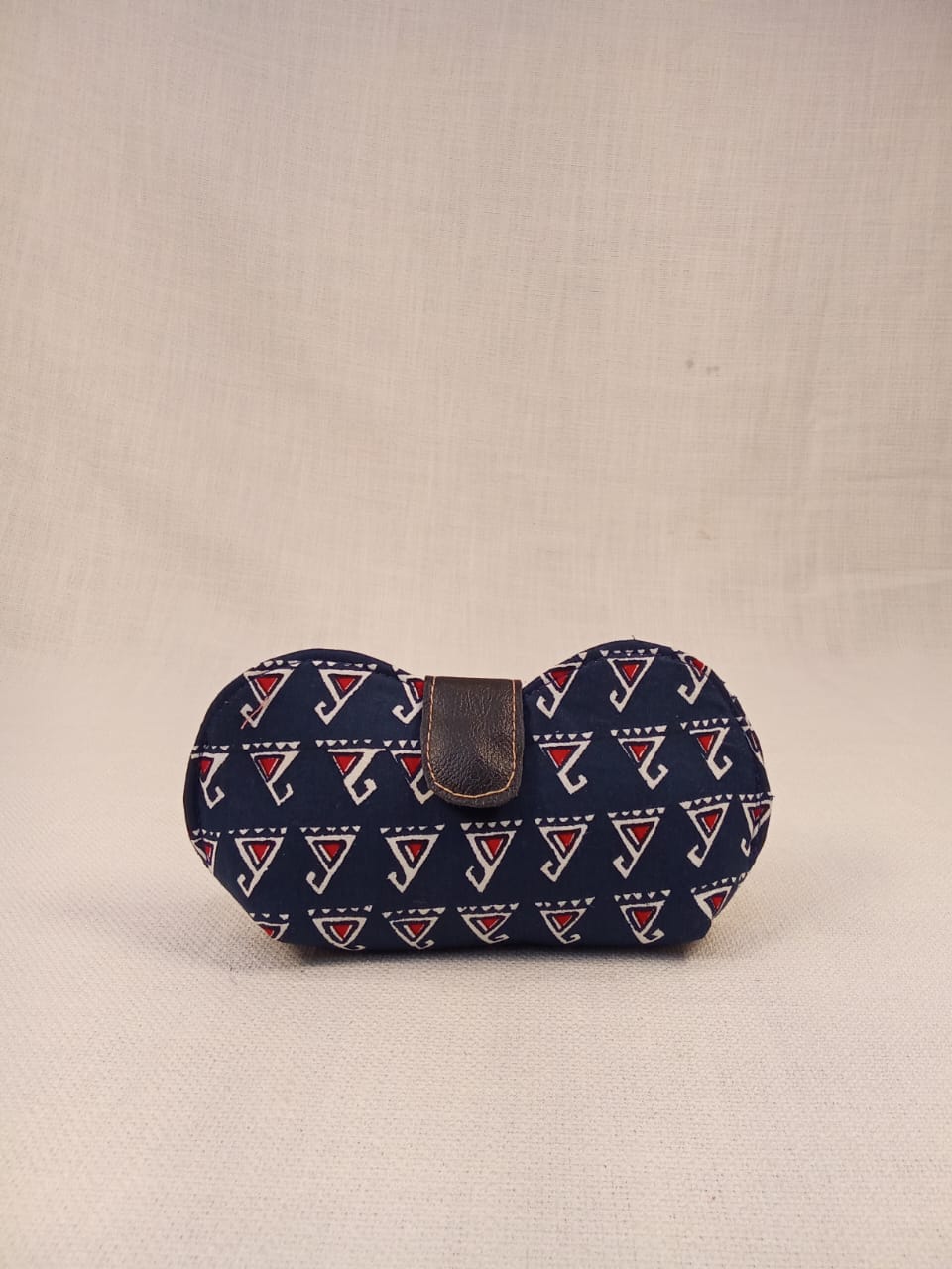 Blue Motif Print Sunglass Case & Block Print Clutch Set