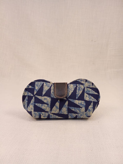 Indigo Geometric Print Handmade Sunglass Case