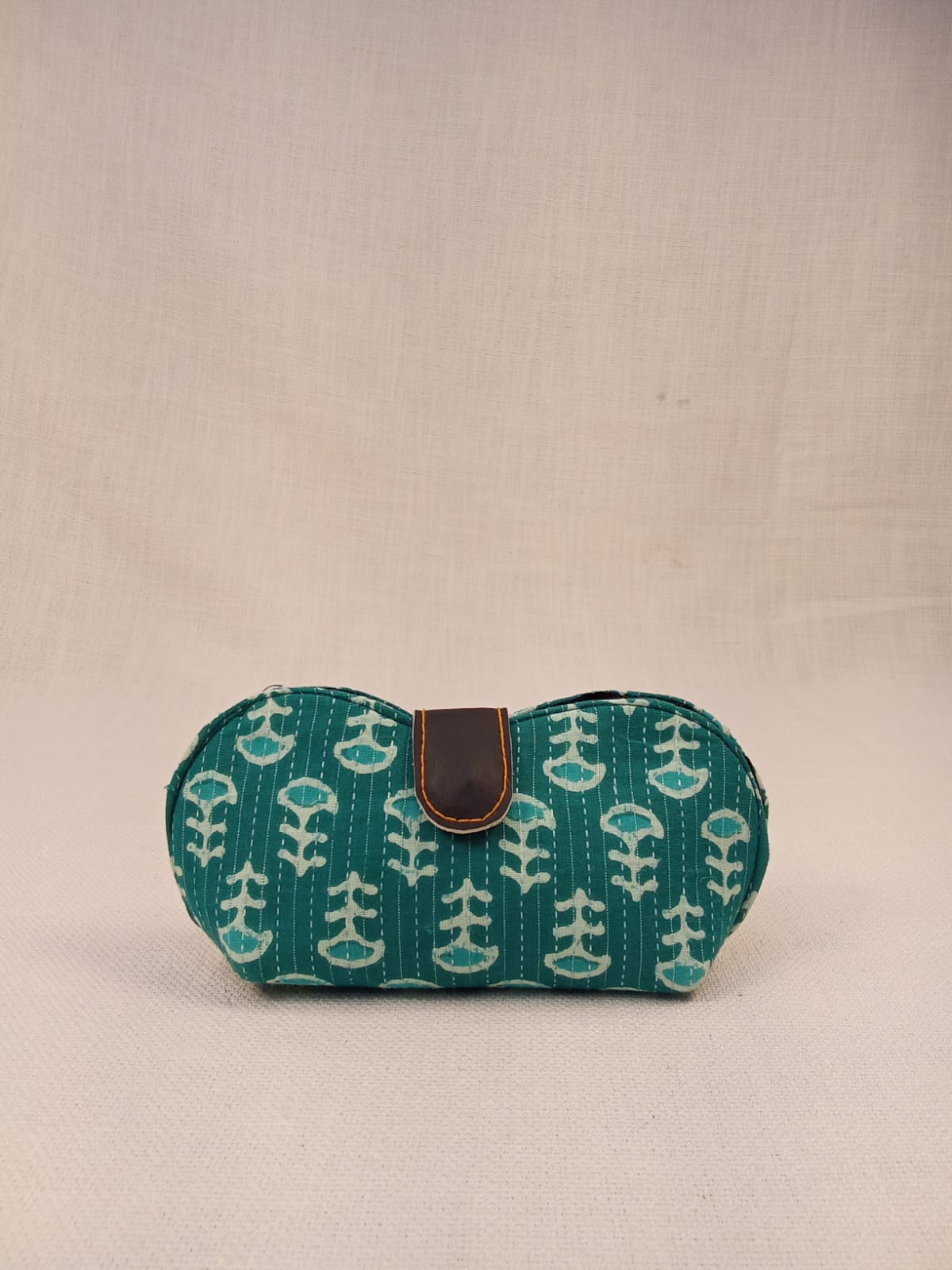 Block Print Teal Handmade Sunglass Case