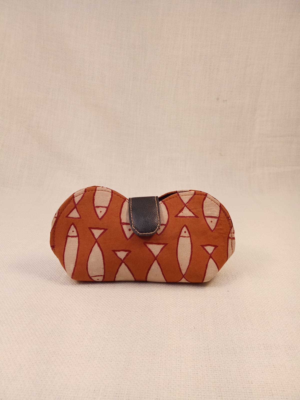 Geometric Print Orange Handmade Sunglass Case