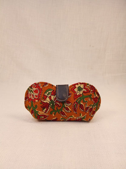 Kalamkari Print Orange Handmade Sunglass Case
