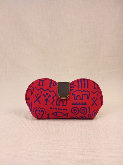Warli Print Red Handmade Sunglass Case