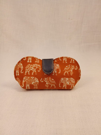 Block Print Rust Handmade Sunglass Case