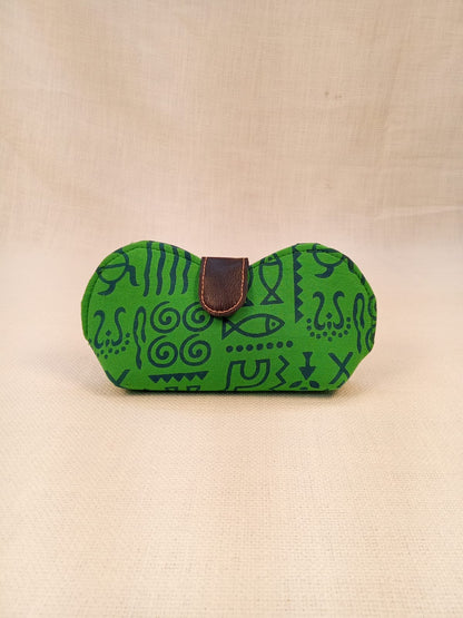 Warli Print Sunglass Case & Floral Vine Print Clutch Set