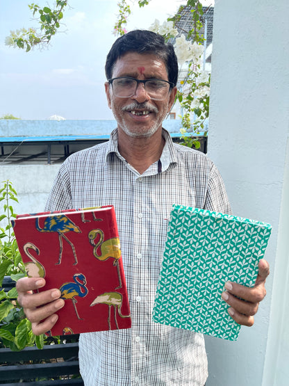Handcrafted Green Leaf Print A5 Diary