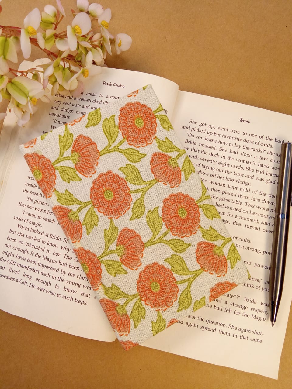 Floral Print Cream Handmade Diary