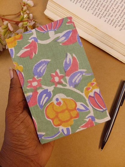 Set of Green Printed Diary, Mustard Printed Clutch, Floral Eyewear Case & Floral Coin Pouch - Work & Wonder