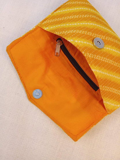 Yellow Bandhani Print Cotton Clutch