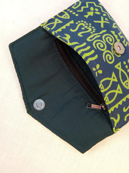 Set of Green Printed Diary, Blue Warli Print Clutch, Teal Floral Eyewear Case & Patchwork Coin Pouch - Work & Wonder