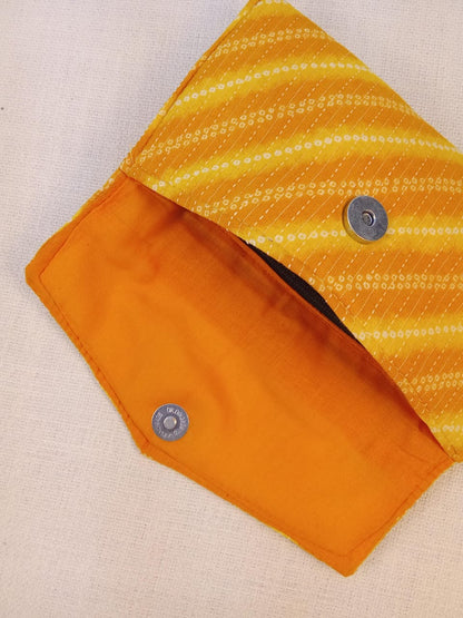 Yellow Bandhani Print Cotton Clutch