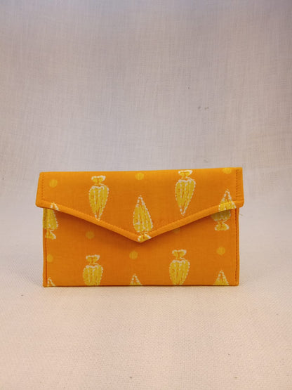 Set of Kalamkari Diary, Mustard Clutch, Floral Sunglass Case & Everyday Pouch