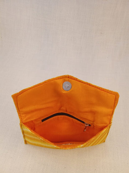 Yellow Bandhani Print Cotton Clutch