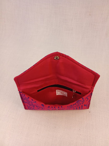 Red Warli Print Cotton Clutch