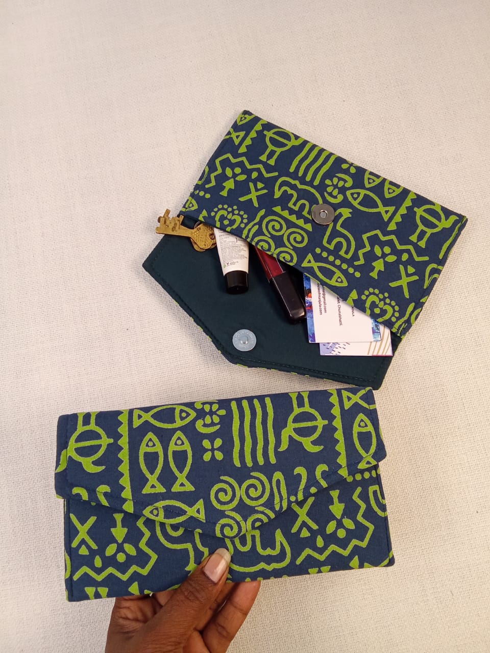 Warli Green Cotton Clutch