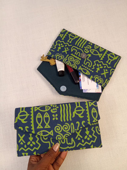 Warli Green Cotton Clutch